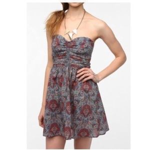 Band of Gypsies Strapless Paisley Boho Dress XS